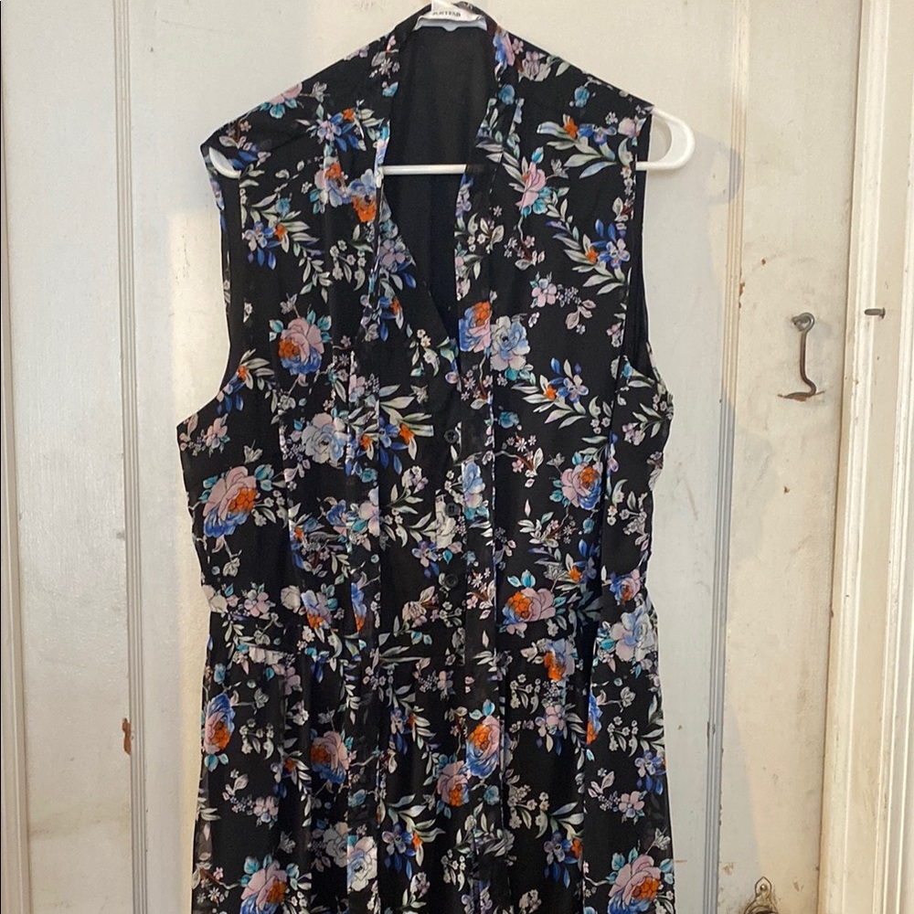 JustFab Orange Buttoned V-neck Sundress